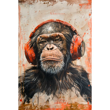 Canvas of Monkey with Headphones